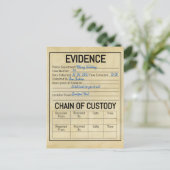 Bewijsketen bewaarketen misdaad spel rol spelen vl briefkaart (Staand voorkant)