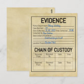 Bewijsketen bewaarketen misdaad spel rol spelen vl briefkaart (Voorkant / Achterkant)