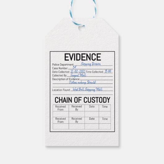 Bewijsketen van de georganiseerde misdaad speelt e cadeaulabel (Achterkant)