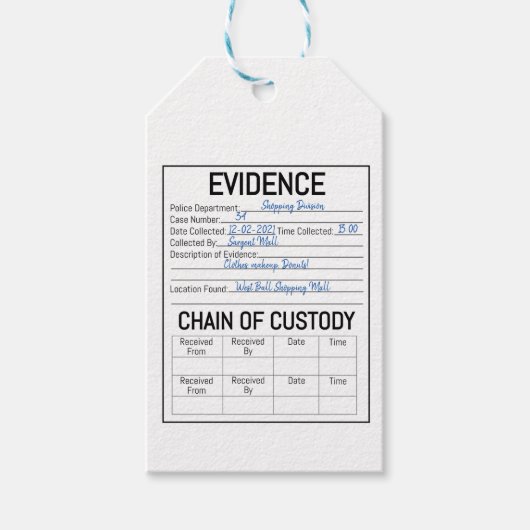 Bewijsketen van de georganiseerde misdaad speelt e cadeaulabel (Voorkant)