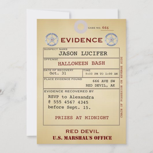 Bewijsmateriaal Label Halloween Spooky Humor Weird Kaart (Voorkant)