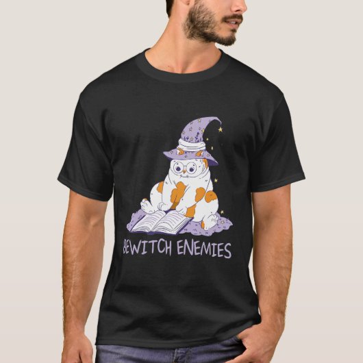 Bewitch Enemies Magic Cat Witch Saying Witchcraft T-shirt (Voorkant)