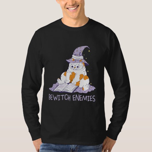 Bewitch Enemies Magic Cat Witch Saying Witchcraft T-shirt (Voorkant)