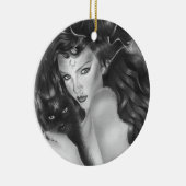 Bewitch kat kerstboomornament keramisch ornament (Rechts)