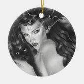 Bewitch kat kerstboomornament keramisch ornament (Voorkant)