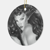 Bewitch kat kerstboomornament keramisch ornament (Links)