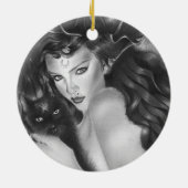 Bewitch kat kerstboomornament keramisch ornament (Achterkant)