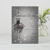 Bewitched & Betrothed Halloween Glam Zwart Douche Kaart (Staand voorkant)