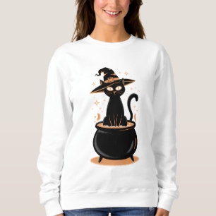 Bewitched Black Cat in Cauldron - Halloween magie Trui