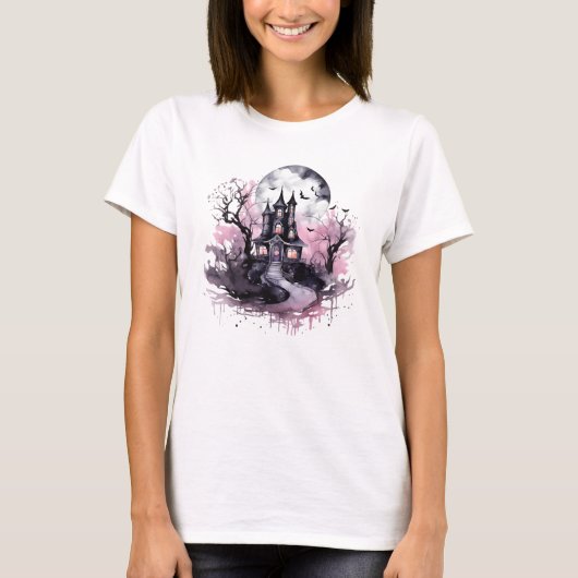 Bewitched Mansion: Spooky-thema decor T-shirt (Voorkant)