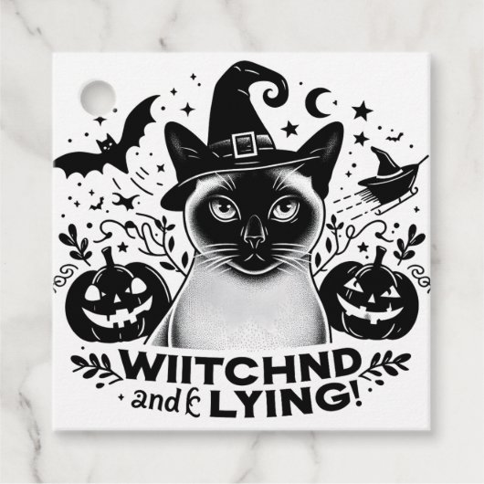 Bewitched Siamese: De magische reis van Halloween Bedankjes Labels (Voorkant)
