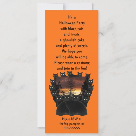 Bewitching Black Cat Halloween Party Kaart (Achterkant)