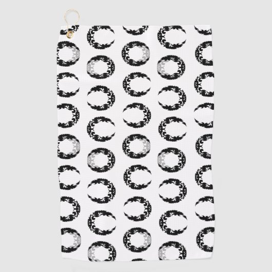 Bewitching Black Crescent Moon Silhouette Golfhanddoek (Voorkant)