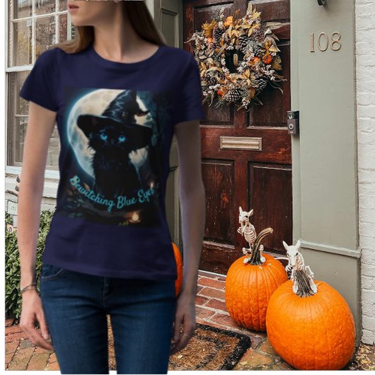 Bewitching Blue-Eyed Black Cat T-shirt