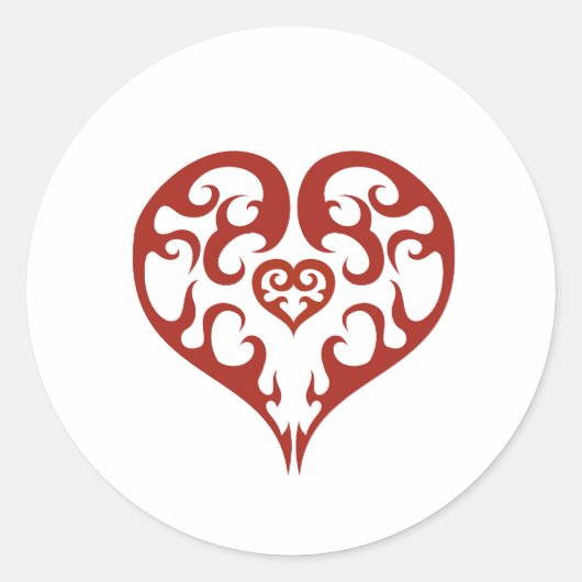 Bewitching Bold Blazing Fire Red Heart Design Ronde Sticker (Voorkant)