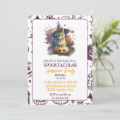 Bewitching Cat Halloween Party Uitnodiging (Staand voorkant)