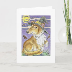 Bewitching Collie Dog Halloween Witch Kaart