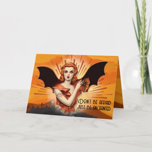 Bewitching Enchantment Retro Halloween Feestdagen Kaart (Voorkant)