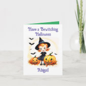 Bewitching Halloween kleine heks Trick or treat Kaart (Voorkant)