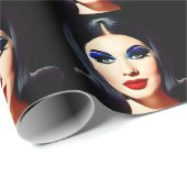 Bewitching jaren 60 Vrouw met zwart haar Cadeaupapier (Rol Hoek)