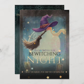 Bewitching Night Witchy Tarot Halloween Uitnodigen Kaart (Voorkant / Achterkant)