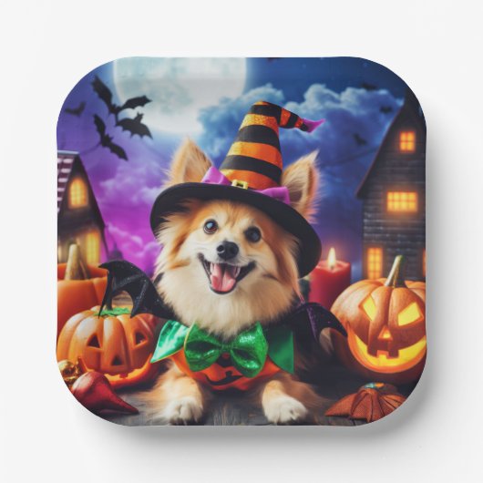 Bewitching Pup's Halloween Howl Papieren Bordje (Voorkant)