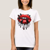 Bewitching rode lippen en zwarte katten druppelen  t-shirt (Voorkant)