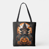 Bewitching Skeleton met Jack-O'-Lantern Halloween Tote Bag (Achterkant)