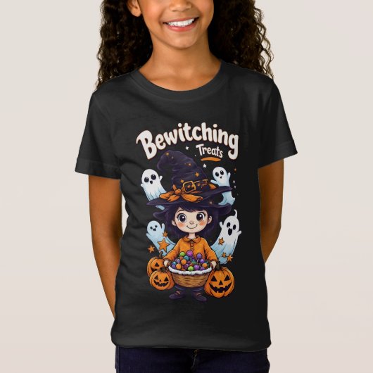 Bewitching Treats: een zoete en spookachtige Hallo T-shirt (Voorkant)