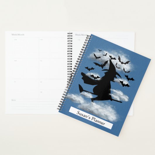 Bewitching Witch en Bats Halloween Spiral Planner (Display)