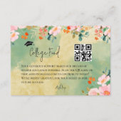 Bewn roze floral botanische fonds afstuderen informatiekaartje (Voorkant)