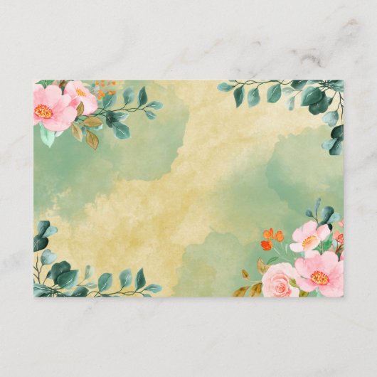 Bewn roze floral botanische fonds afstuderen informatiekaartje (Achterkant)