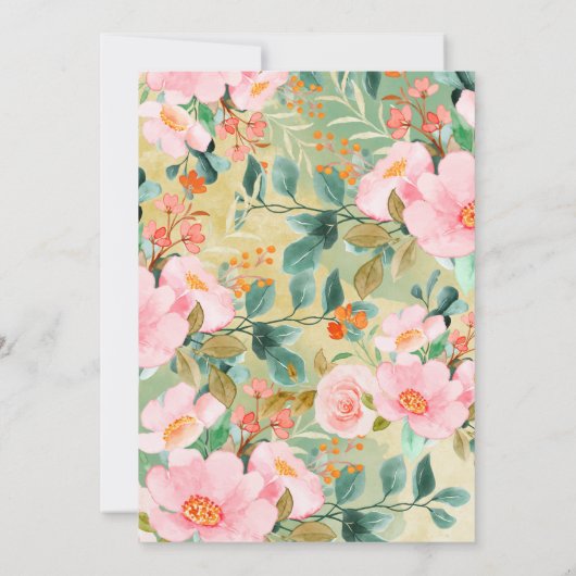 Bewn roze waterverf floraal botanisch afstuderen aankondiging (Achterkant)