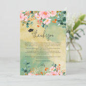 Bewn roze waterverf floraal botanisch afstuderen bedankkaart (Staand voorkant)