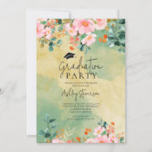 Bewn roze waterverf floraal botanisch afstuderen kaart (Voorkant)