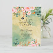 Bewn roze waterverf floraal botanisch afstuderen kaart (Staand voorkant)