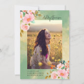 Bewn roze waterverf floraal botanisch afstuderen kaart (Achterkant)