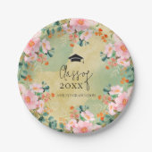 Bewn roze waterverf floraal botanisch afstuderen papieren bordje (Voorkant)