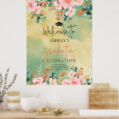Bewn roze waterverf floraal botanisch afstuderen poster (Keuken)