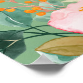 Bewn roze waterverf floraal botanisch afstuderen poster (Hoek)