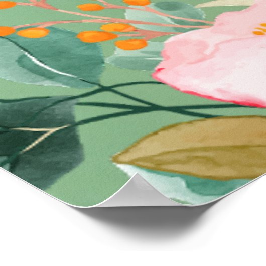 Bewn roze waterverf floraal botanisch afstuderen poster (Hoek)