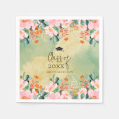 Bewn roze waterverf floraal botanisch afstuderen servet (Voorkant)