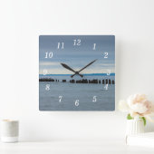 Bewolkt bij Whitefish Bay Wall Clock Vierkante Klok (Huis)
