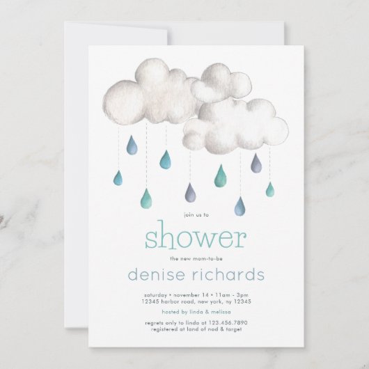 Bewolkt met kans op een Baby Shower Kaart (Voorkant)