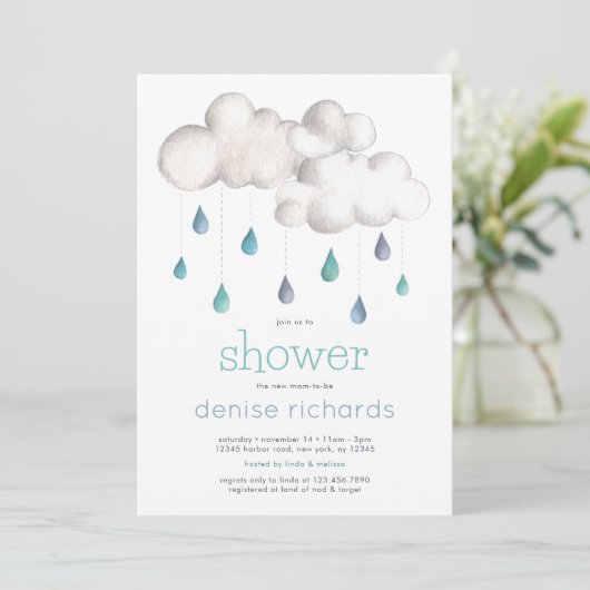 Bewolkt met kans op een Baby Shower Kaart (Staand voorkant)