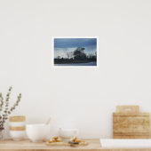 bewolkt Poster van het waterlandschap (Keuken)