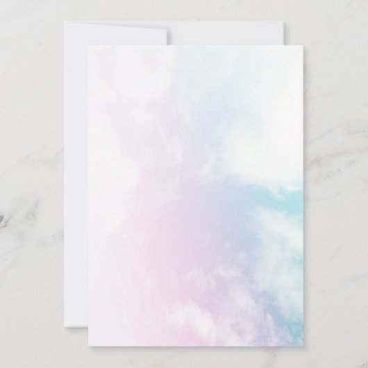 Bewolkt Roze Blauw Pastel Meisje of Jongen Geslach Kaart (Achterkant)