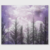 Bewolkt winter Paarse dennenbos Cadeaupapier (Vlak)