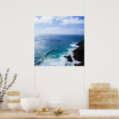 Bewolkt Zomer Zeegezicht met Cliff Poster (Keuken)