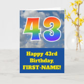 Bewolkte blauwe hemel, regenboogpatroon "43" Verja Kaart (Gele Bloem)